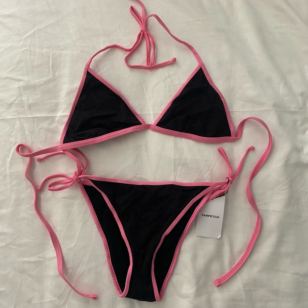 Moschino Black & Pink Logo Bikini Size IT 44 / Size M